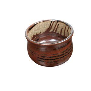 Vintage Handmade Ceramic Brown Glazed Studio Pottery Bowl Drip Primitive Rustic